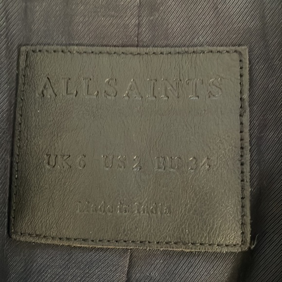 All Saints Edwards Biker Goat Suede Biker Jacket Navy/Gray Size US 2 - Picture 5 of 9